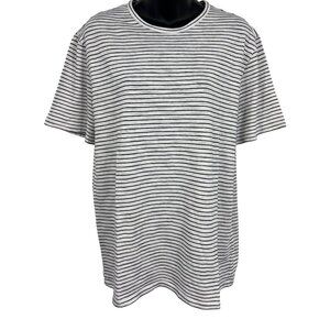 Vince Shirt Men Medium Gray Black Stripe Basic Casual Preppy Neutral Minimalist
